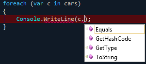 Screenshot of IntelliSense and missing properties