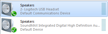 Different playback devices set to default and communications