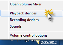 Volume Menu to select Playback devices